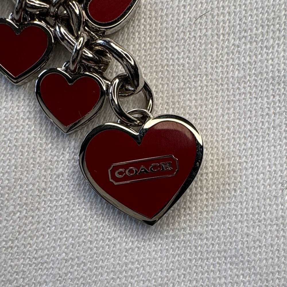 Coach Red Enamel Heart Charm Keyring - Picture 2 of 3